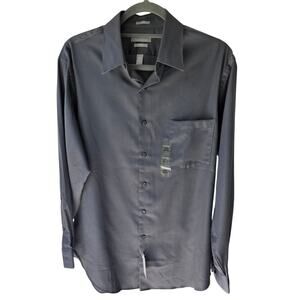 NWT Van Heusen Fitted 15.5 32/33 Dark Gray Wrinkle Free Dress Shirt